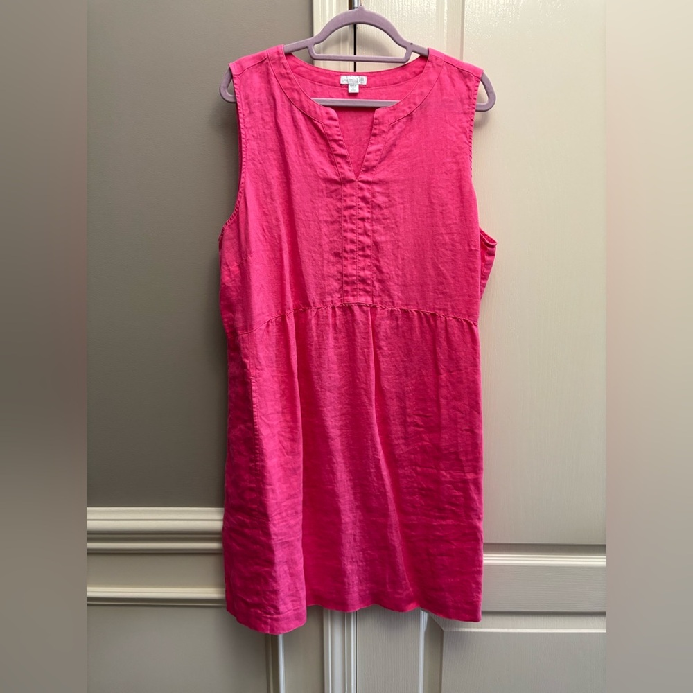 J.Jill Love Linen sleeveless notch neck dress